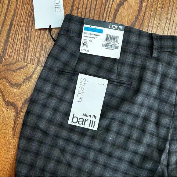 Bar III Men's Dark Plaid Chinos, 36W x 34L, new with tags - Picture 5 of 6